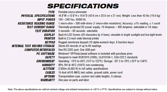 micro-ohmmeter for sub-station applications to measure circuit-breaker contact resistances