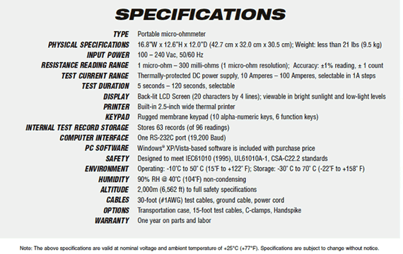 testing EHV circuit-breaker contact resistances specs