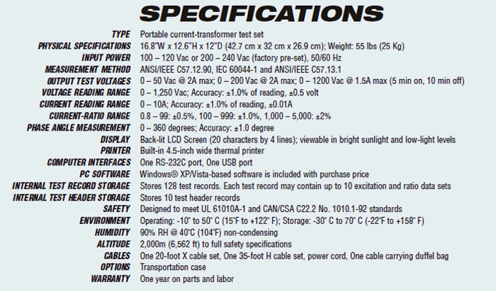 Transformers Testing EZCT specs