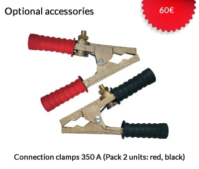 Connection clamps 350 A (Optional) 60€. (Pack 2 units: red, black)